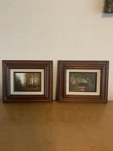 Juego de 2 pinturas al óleo originales Eugene Schmidt - Imagen 1 de 9