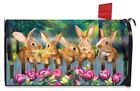 Garden Bunnies Large Spring Mailbox Cover Tulips Easter Rabbits Overiszed