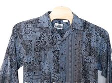 VTG 80’s Ziziano Blue Patchwork Eclectic Rayon Shirt. Men’s Small. RARE