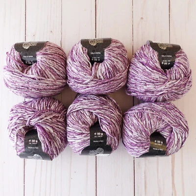 Lana Grossa Pepe Yarn ~ Lot of 6 ~ #1 Purple ~ Cotton Blend ~ Twisted Chainette - Image 1 of 3