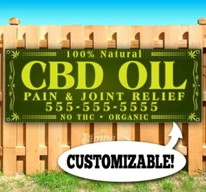 Aceite de CBD DOLOR Y ALIVIO ARTICULAR PERSONALIZADO PH # Publicidad Vinilo Bandera Letrero EE. UU. - Imagen 1 de 5