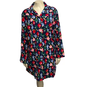 Hanna Andersson S Christmas Ornaments Flannel Sleepshirt Knee-Length Pockets NEW - Picture 1 of 5