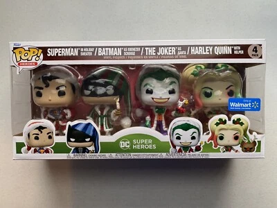 Funko POP! DC SUPER HEROES NAVIDAD PAQUETE DE 4 SUPERMAN / BATMAN / JOKER / HARLEY Foto 1 de 4