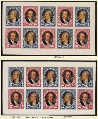 2004 Lewis & Clark 37c BOOKLET PANES Sc 3856b (2) both backings from BK297 - Image 1 of 3