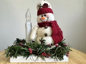 Festive Snowman Christmas Decoration with Light-Up Candle - Picture 1 of 5