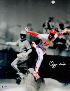 OZZIE SMITH METALLIC 11X14 PHOTO ST. LOUIS CARDINALS HOF AUTOGRAPH BAS 546 - Picture 1 of 1