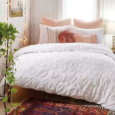 Peri Home 100% Cotton 3-Piece Comforter and Sham Set, King, White Chenille Le...