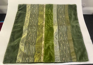 Crate & Barrel Arabesque 18" Pillow Cover Green Embroidered Velvet Sequins NEW - Picture 1 of 4