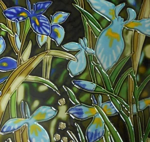 Flower hand painted ceramic art tile 8 x 8 inches with fiberboard back - Picture 1 of 2