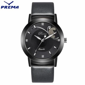 PREMA Women Fashion Business Sport Leather Quartz Watch * BLACK - Picture 1 of 11