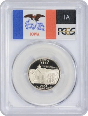 2004-S Flag Clad Iowa State Quarter IA PR70DCAM PCGS Proof 70 Deep Cameo - Image 1 of 2