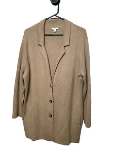 J Jill Plus Size 2X Cotton Blazer Jacket Beige Tan Stretch Soft Cotton Blend - Picture 1 of 9