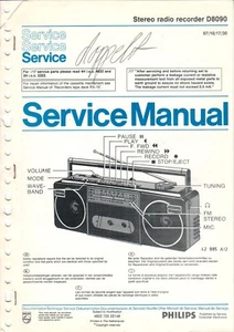 PHILIPS - D8090 - Manuale di servizio Istruzioni Schema per Radio Registratore - B8115 - Foto 1 di 2