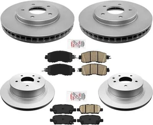Front & Rear Coated Brake Rotors & Ceramic Brake Pads For 2014-2017 Nissan Leaf - Picture 1 of 11