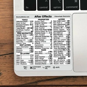 Adobe After Effects Reference Guide Shortcut No-residue Vinyl Sticker Mac/PC - Picture 1 of 1