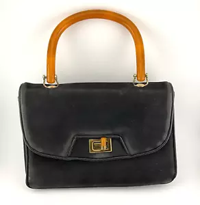 MEYERS Vintage Handtasche weiches Wildleder Drehverschluss Lucite? Griff 8,5 x 6 Zoll - Bild 1 von 13