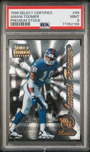 1996 Panini Select Certified Amani Toomer Premium Stock Rookie RC #99 PSA 9