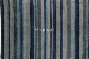 Striped Regatta 01 BLUE Plantation High Quality Modern Handmade Wool Rug Runner - Picture 1 of 2
