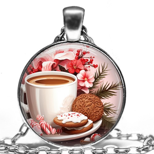 UNDERCOVER Collana Ciondolo Biscotti e Fiori di Natale Cioccolato Bellissima 24" Gioielli di Natale