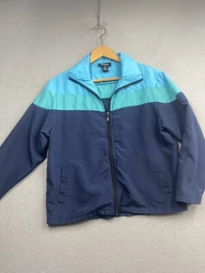 Argee Windbreaker Jacket Womens Small Petite Blue Green Full Zip Outdoor Rain - Picture 1 of 5