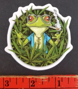 Frog Lizard Smoking Weed Skateboard Sticker Card - Picture 1 of 2