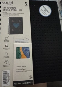 Yoobi DIY Journal Cross-Stitch Set Black 7"x9" 80 Lined Sheets Ages 6+ - Picture 1 of 4