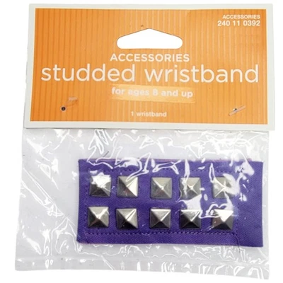 TWO Purple Studded Wrist Bands Bracelets 1980s Costume Accessory Halloween - Image 1 of 4