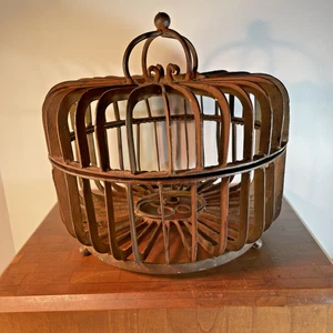 18. Jahrhundert?  Handgeschmiedeter Eisenkäfig 2 Stück runder Ständer 6 Pfund plus + Schriftrollen - Bild 1 von 24