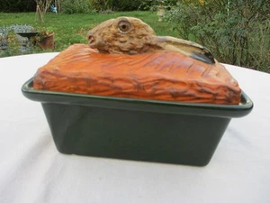 ANTIQUE FRENCH RARE PILLIVUYT PORCELAIN COVERED TUREEN HARE HEAD PATE EN CROUTE - Picture 1 of 12