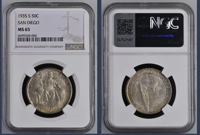 1935 S San Diego Commemorative Half Dollar ~ NGC MS65 ~ Gem Silver 50c - Image 1 of 4