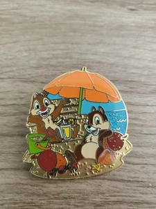 Disney Pin 2011 HKDL Chip & Dale Beach Umbrella Glitter Sand Hong Kong  - Picture 1 of 2