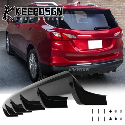 For Chevy Equinox Black Car Curved Rear Bumper Diffuser Splitter Lip Shark Fins Foto 1 de 4