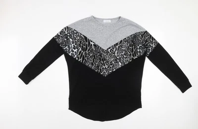 Quiz Women’s Grey Black Leopard Print Pullover Jumper UK 10 - Image 1 of 4