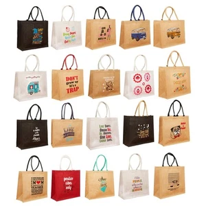 Bolso de Compras Grande de Arpillera de Yute Eco-Reutilizable Bolso de Regalo Bolso de Almuerzo - Imagen 1 de 28
