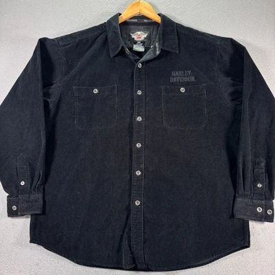 Camisa Harley Davidson Pana Abotonada Mujer 2XL Negra Tejida Bordada Foto 1 de 4