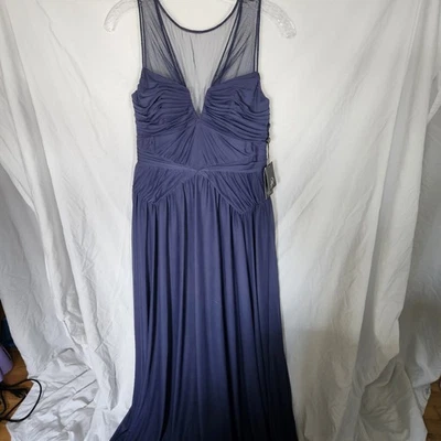 Adrianna Papell NWT Formal Gown Dress - Navy - Size 6 - Shirred Stretch Tulle - Image 1 of 4
