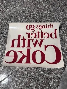 Original 1960s Things Go Better With Coke Coca Cola Decal Retail store 10X9 - Picture 1 of 3