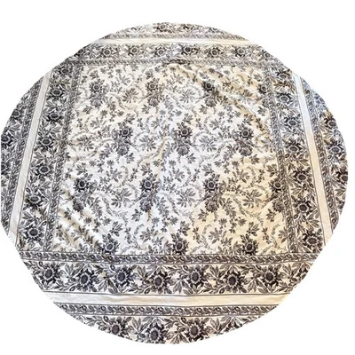 "Mantel de algodón April Cornell floral talla 66"" redondo blanco negro" Foto 1 de 4