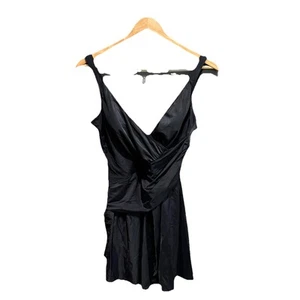 Traje de baño Miraclesuit negro entrecruzado para mujer vestido sin mangas de una pieza talla 14 - Imagen 1 de 5