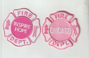 Chicago IL Fire Department Pink & Inspire Hope patch pair ship from Australia - Bild 1 von 1