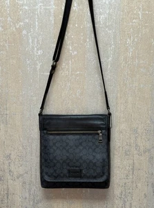 Coach Charles Flight Bag 71716 Schwarz Leder Umhängetasche Messenger Herren » - Bild 1 von 12