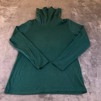 L.L. Top Bean Supima Algodón Manga Larga Volantes Cuello Verde Mujer Extra Pequeño XS Foto 1 de 4