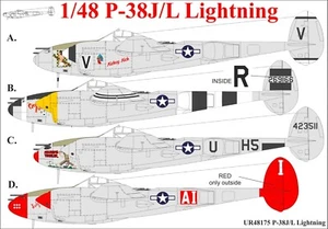 Calcomanías UpRise UR48175 - CALCOMANÍA P-38J/L Lightning 1/48 - Imagen 1 de 7