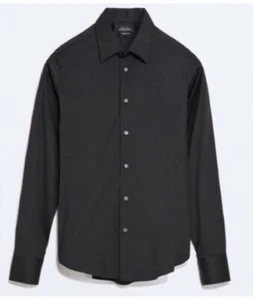 Zara Men Superslim Fit Long Sleeves Button Down Black Shirt Sz Large - Picture 1 of 6