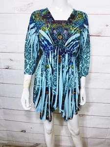 Style & Co Jeans Damen kurzes Kleid Gr. S mehrfarbig 3/4 Arm asymmetrischer Saum - Bild 1 von 15