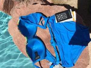 COCO REEF SWIMWEAR BEACH BLUE TROPICAL BIKINI SET -SMALL 32/34D - Picture 1 of 3