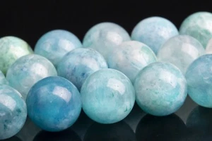 Cuentas sueltas redondas de hemimorfita azul claro natural genuino de 9-10 mm grado AAA - Imagen 1 de 4