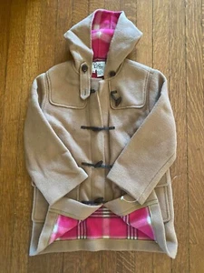 NWT Lilly Pulitzer Girls Tan Wool Blend Plaid Lined Hooded Toggle Coat 5 - Picture 1 of 2