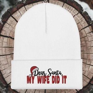Dear Santa My Wife lo hizo Navidad vacaciones tejido gorro gorra sombrero - Imagen 1 de 29