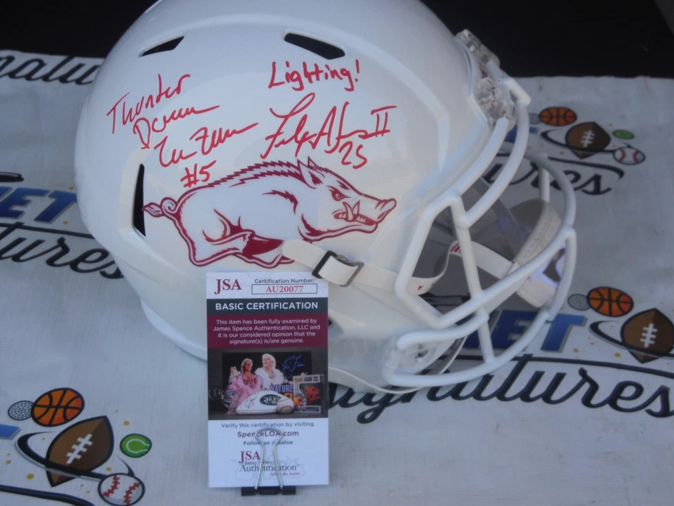 Darren McFadden Felix Jones signed Arkansas Razorbacks full size helmet JSA COA - Image 1 of 1